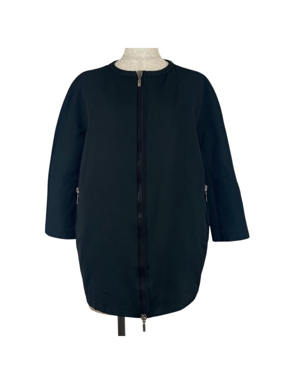 Moncler Ligneville Collarless 7 Half Sleeve Down Coat Black